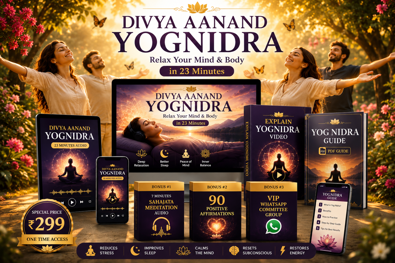 Divya Aanand YogNidra डिजिटल बंडल — ऑडियो, वीडियो, PDF गाइड और बोनस
